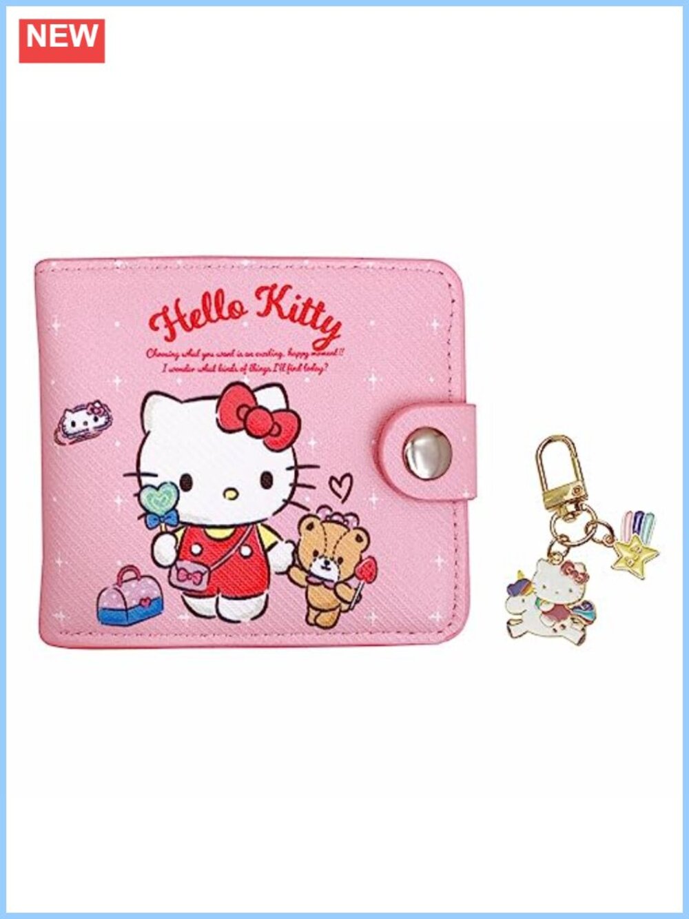 Cute Small Wallet Set for Women PU Leather Slim Bifold Card Holder Coin Pocket